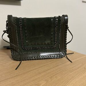 Zara Military Green shoulder bag - suede and leather